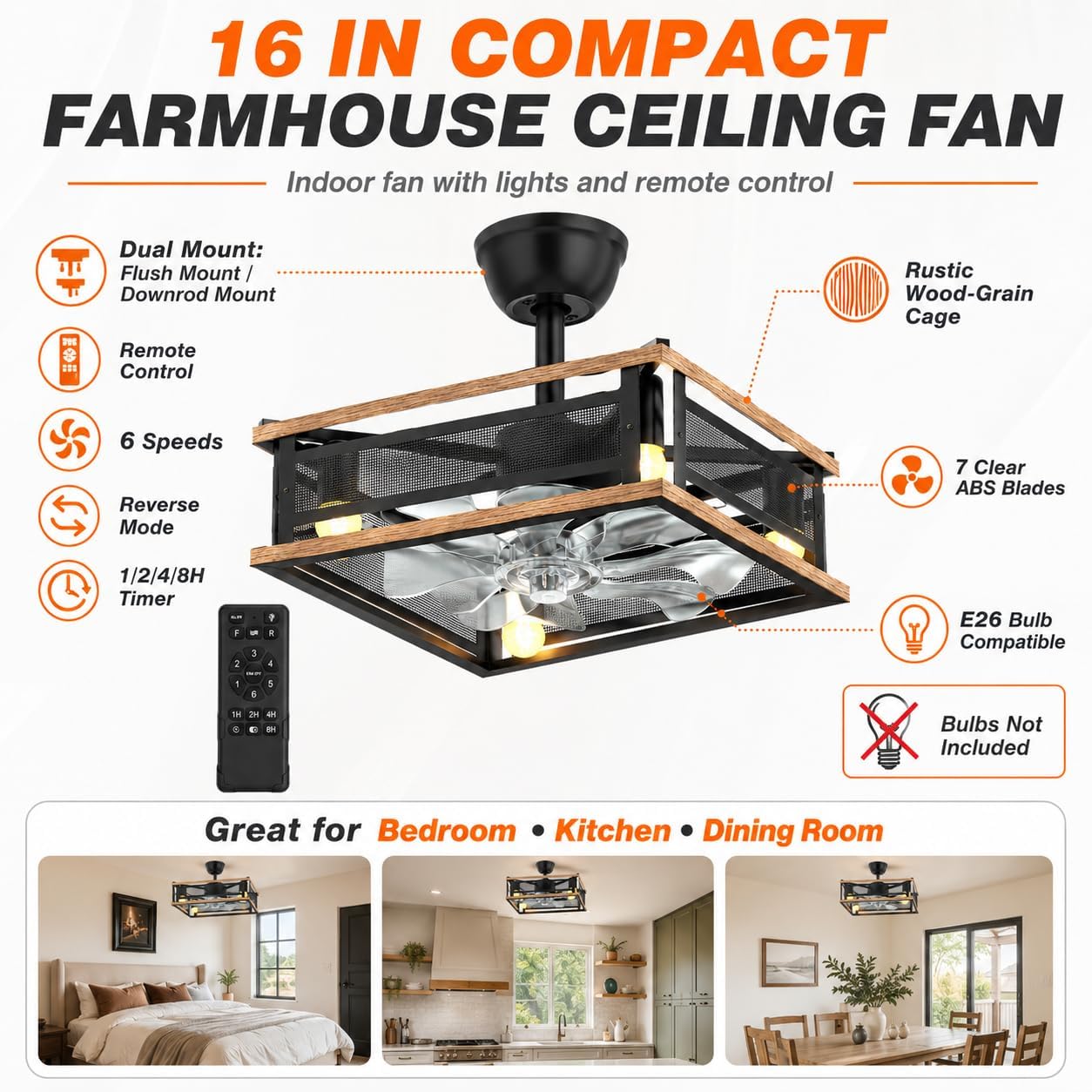 farmhouse ceiling fan features and room applications