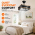 Quiet compact ceiling fan for bedroom comfort