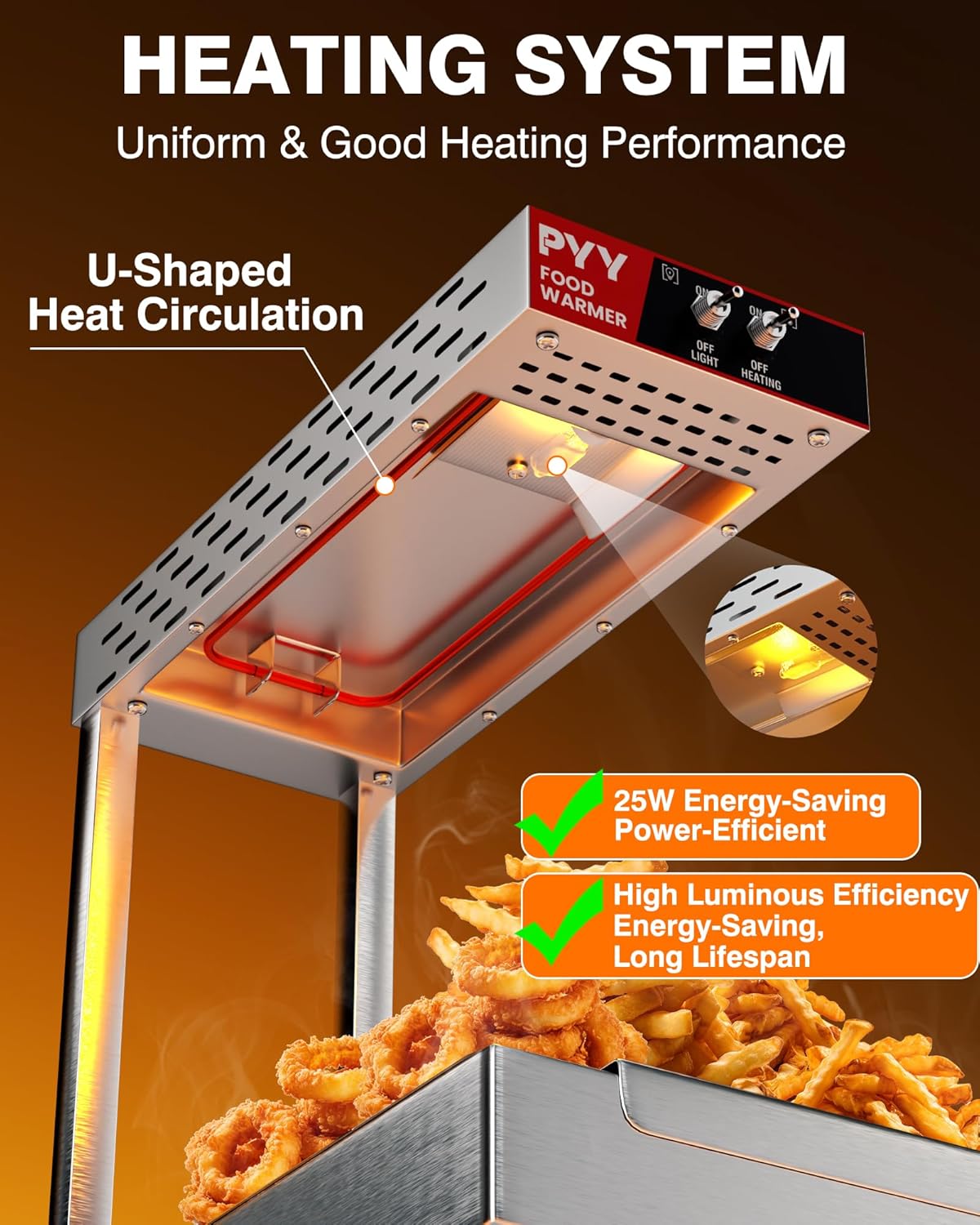 WANTJOIN Food Heat Lamp - 35 Inch 86-176°F/30-80°C Aluminum Overhead & Hanging Food Warmer Lamp Strip Food Warming Lamp Heater Electric Commercial Food Heat Lamp for Catering Kitchen Restaurant Buffet 750W
