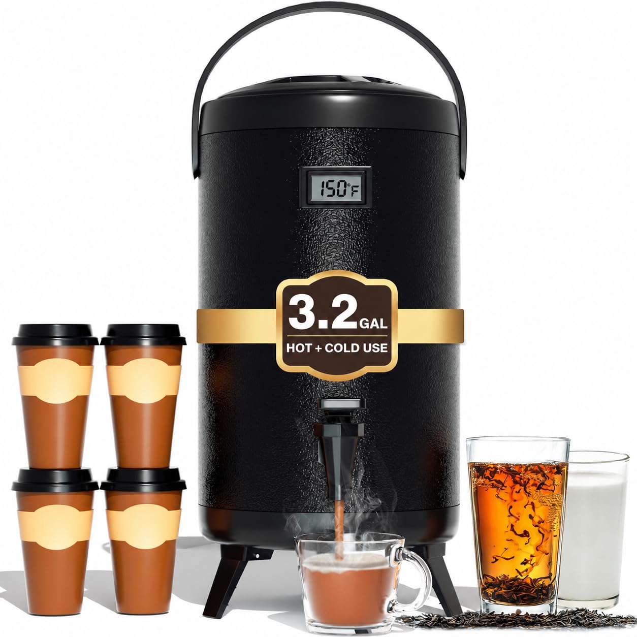 Insulated Beverage Dispenser Stainless Steel Silver 3.2Gal,1 Pack