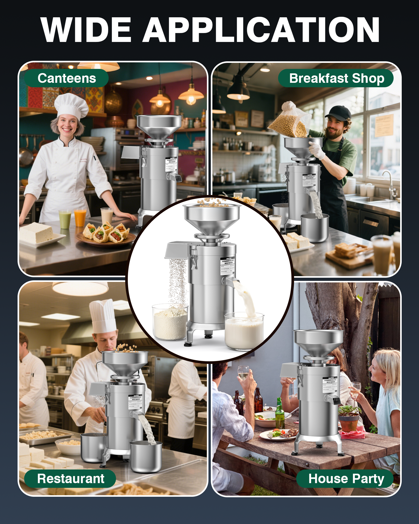 WantJoin Commercial Soy Milk Maker, 25KG/H High Output Automatic Soybean Machine, 2800RPM Pure Copper Motor with Slag Separation, Stainless Steel for Soymilk Nut Milk Rice Milk Tofu, Restaurant