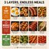 WantJoin three-tier rotisserie oven cooking guide for top pan-fry, middle rotisserie, and bottom baking