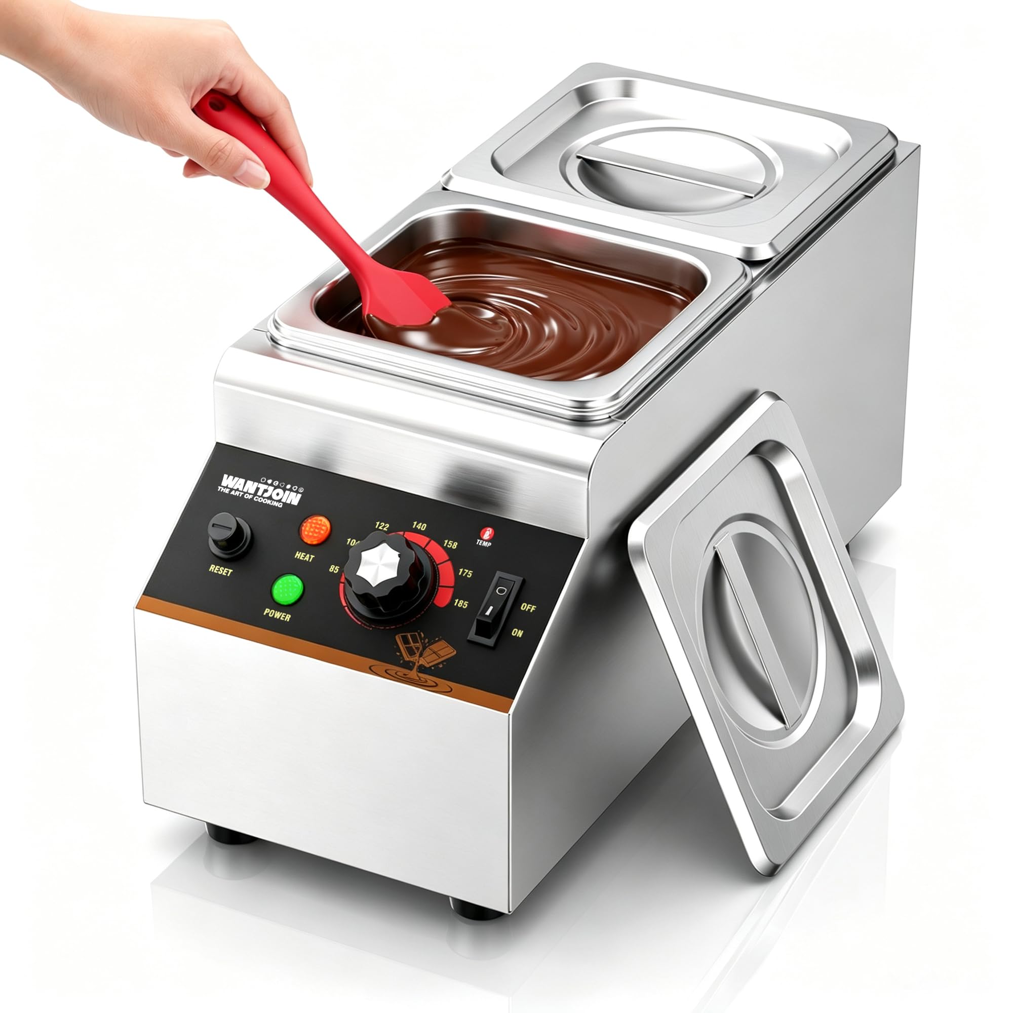 WantJoin Chocolate Tempering Melting Machine 2-Tank 1/3 Size 18Lbs Capacity