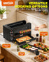 WantJoin rotisserie oven with detachable fork, slide-out pizza tray, and baking tray for vegetables and skewers