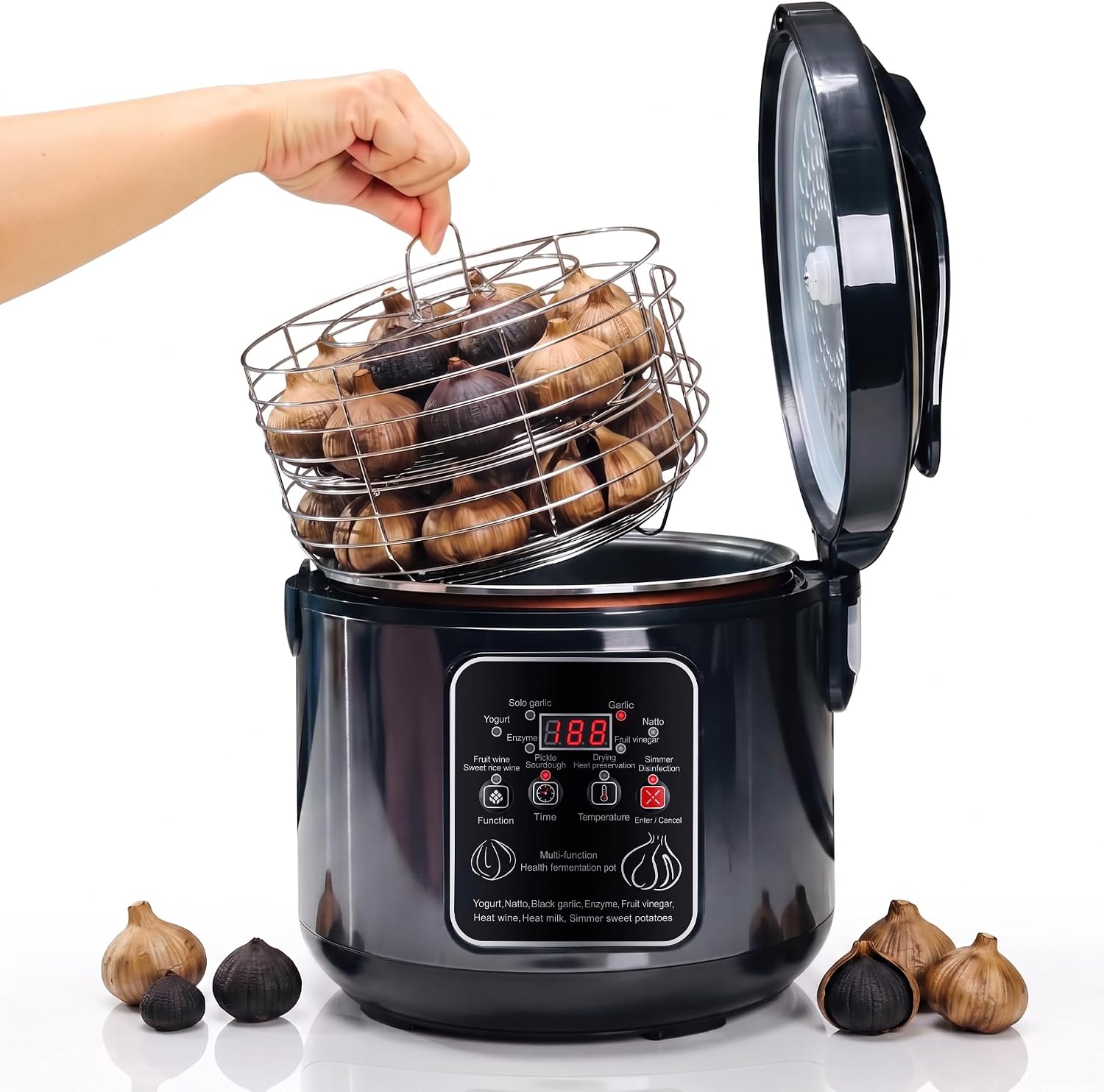 WantJoin Black Garlic Fermenter 5L - Full Automatic Intelligent Control Black Garlic Maker，360°EVEN DRY Heating，Makes Up to 4 LBS Black Garlic Fermenter Machine, For Multi Clove & Whole Clove Garlic