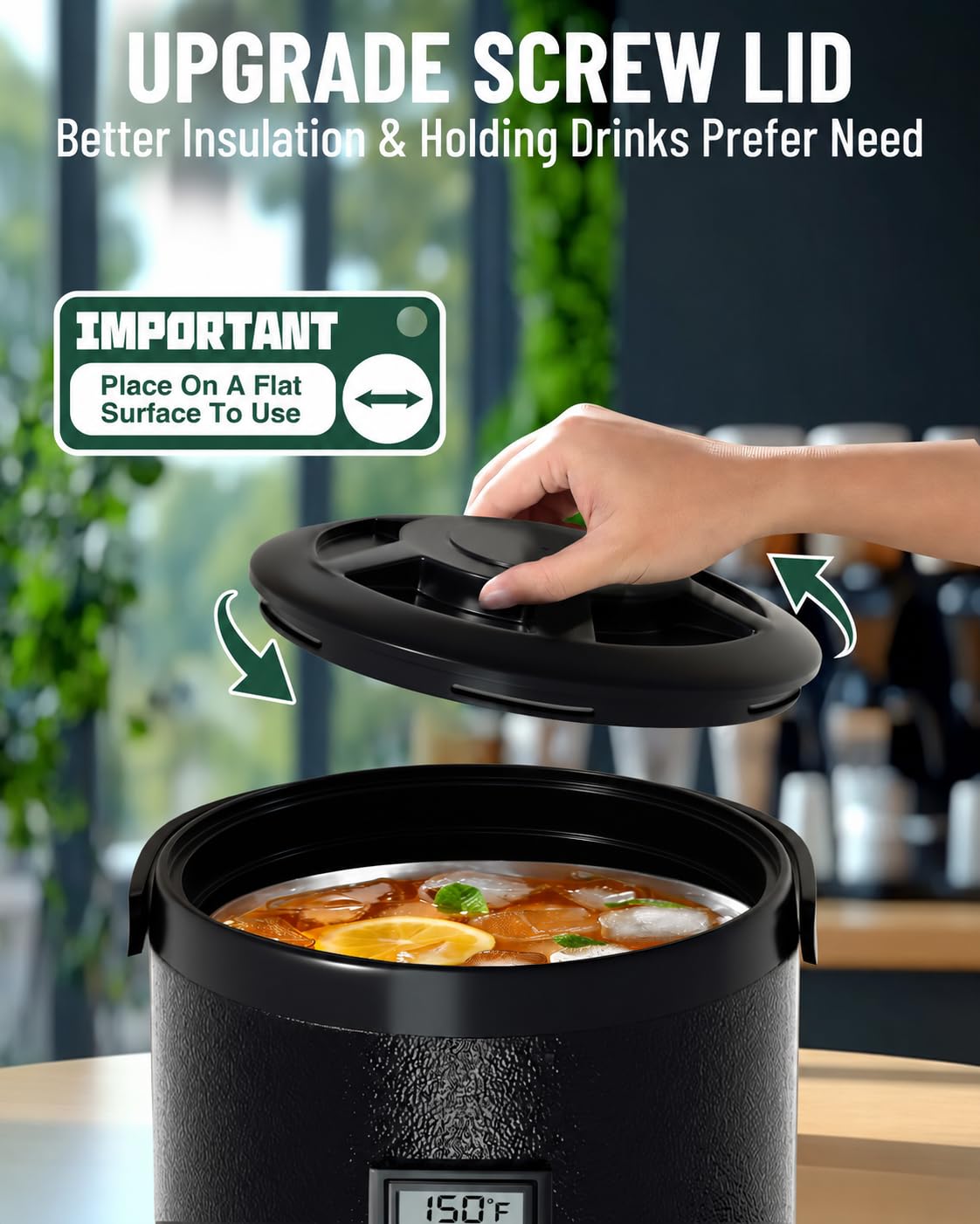 Insulated Beverage Dispenser Stainless Steel Black 3.2 Gal, 1 Pack
