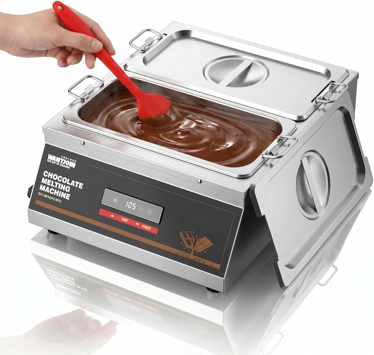 WantJoin Chocolate Tempering Melting Machine 2-Tank 1/3 Size 18Lbs Capacity