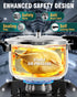 WantJoin 6.5QT Stainless Steel Pressure Cooker with Spring Valve Safeguard Devices, Induction & Gas Cooker Compatible