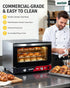 WantJoin Commercial Convection Oven - 1.5 Cu. Ft. Countertop Oven for Half Size Pan, 1800W, Front Tempered Glass Door, 3580RPM Fan, Stainless Steel for Restaurant Coffee Shops