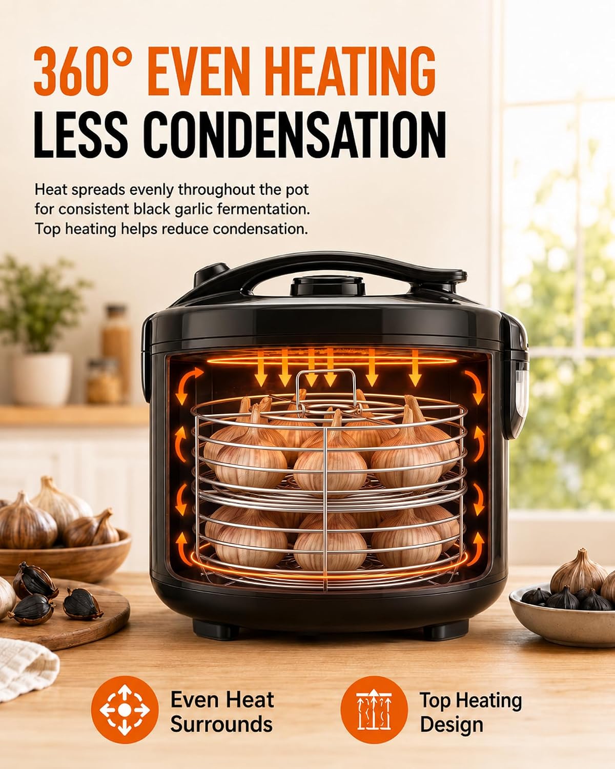 WantJoin Black Garlic Fermenter 5L - Full Automatic Intelligent Control Black Garlic Maker，360°EVEN DRY Heating，Makes Up to 4 LBS Black Garlic Fermenter Machine, For Multi Clove & Whole Clove Garlic
