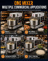 WantJoin Commercial Dough Mixer - 10.5Qt Capacity 750W Dual Rotating Dough Kneading Machine w/Food-grade Stainless Steel Bowl, Security Shield & Timer, Spiral Dough Mixer For Restaurant Bakery