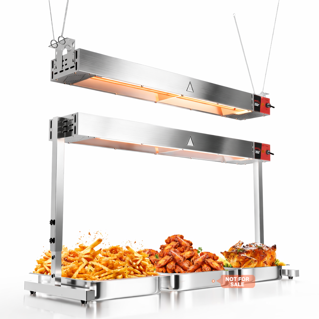 WantJoin Commercial Food Heat Lamp - 36‑Inch 1050W Stainless Steel Stand or Hanging Mode Food Warmer Lamp, 110V Electric Strip Heater Overhead Lighting for Cafeteria, Buffet & Kitchen Counter