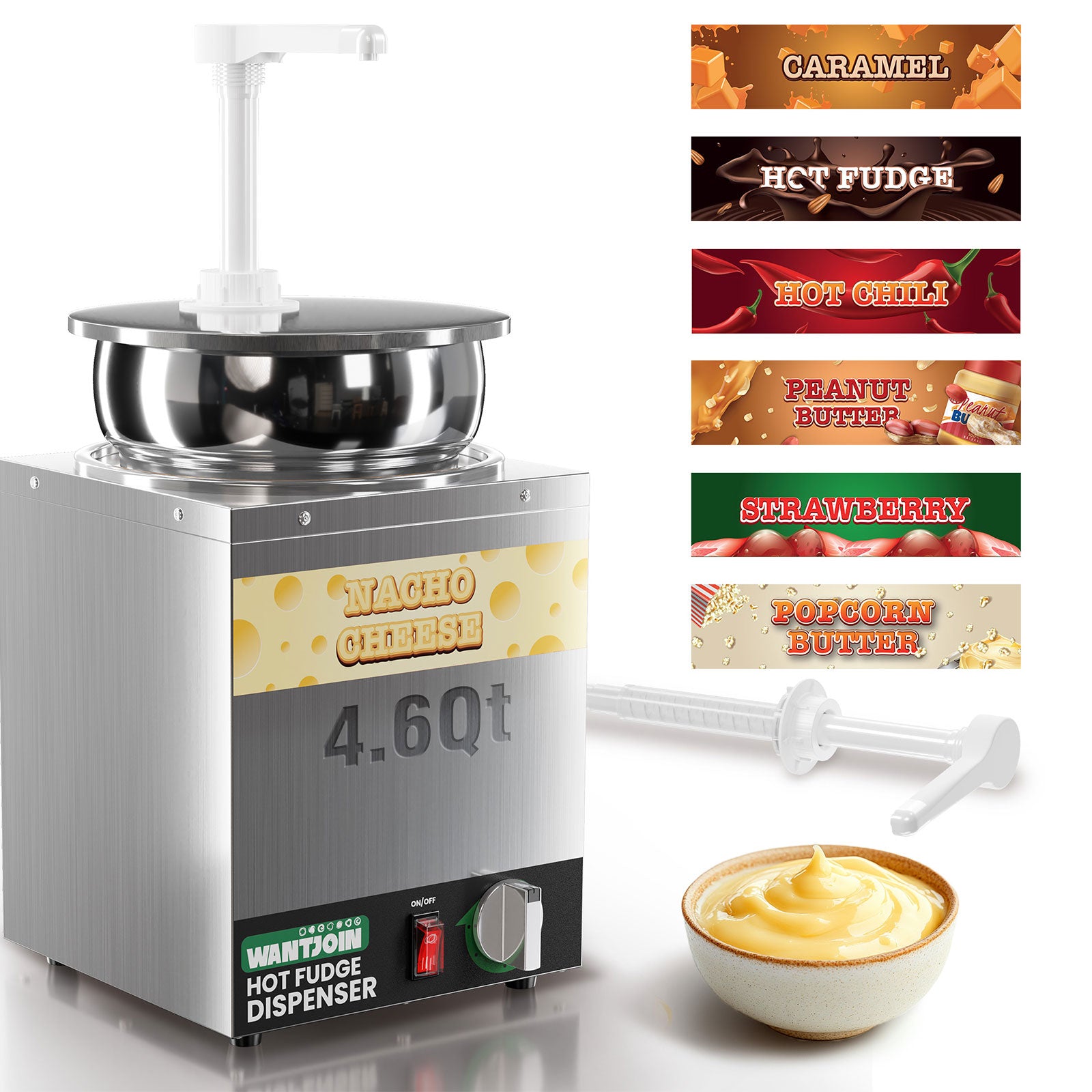 Check Cheese Machine WantJoin 4.6Qt Nacho Cheese Dispenser with Pump - Nacho Cheese Warmer,