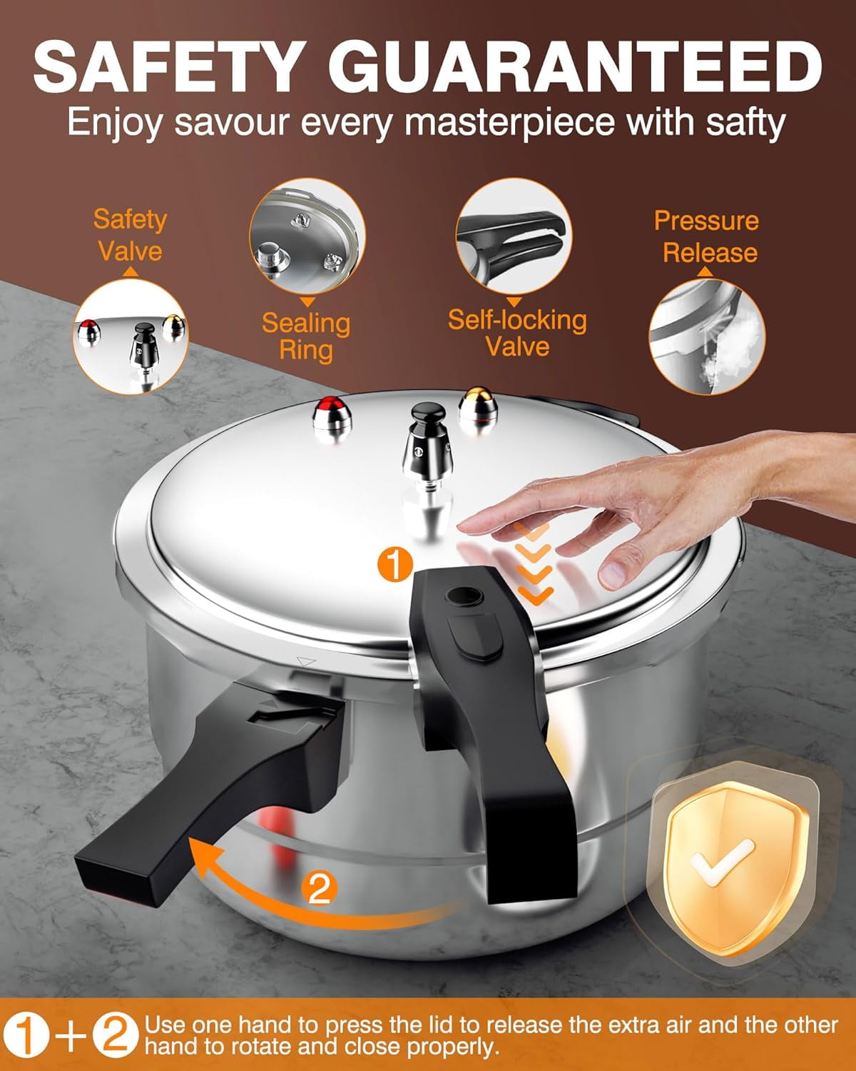 WantJoin 12QT Aluminum Pressure Cooker Canner with Release Valve & Multiple Protective Devices, Canner Rack Included, Compatible with Gas & Induction Cookers
