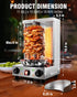 WantJoin Shawarma Grill Machine - 22 LBS Electric Vertical Rotisserie w/ 2 Burners and Shovel for Doner Kebab, Chicken, Beef | Stainless Steel | 122°F to 572°F Temp | for Home & Commercial Use, 2520W