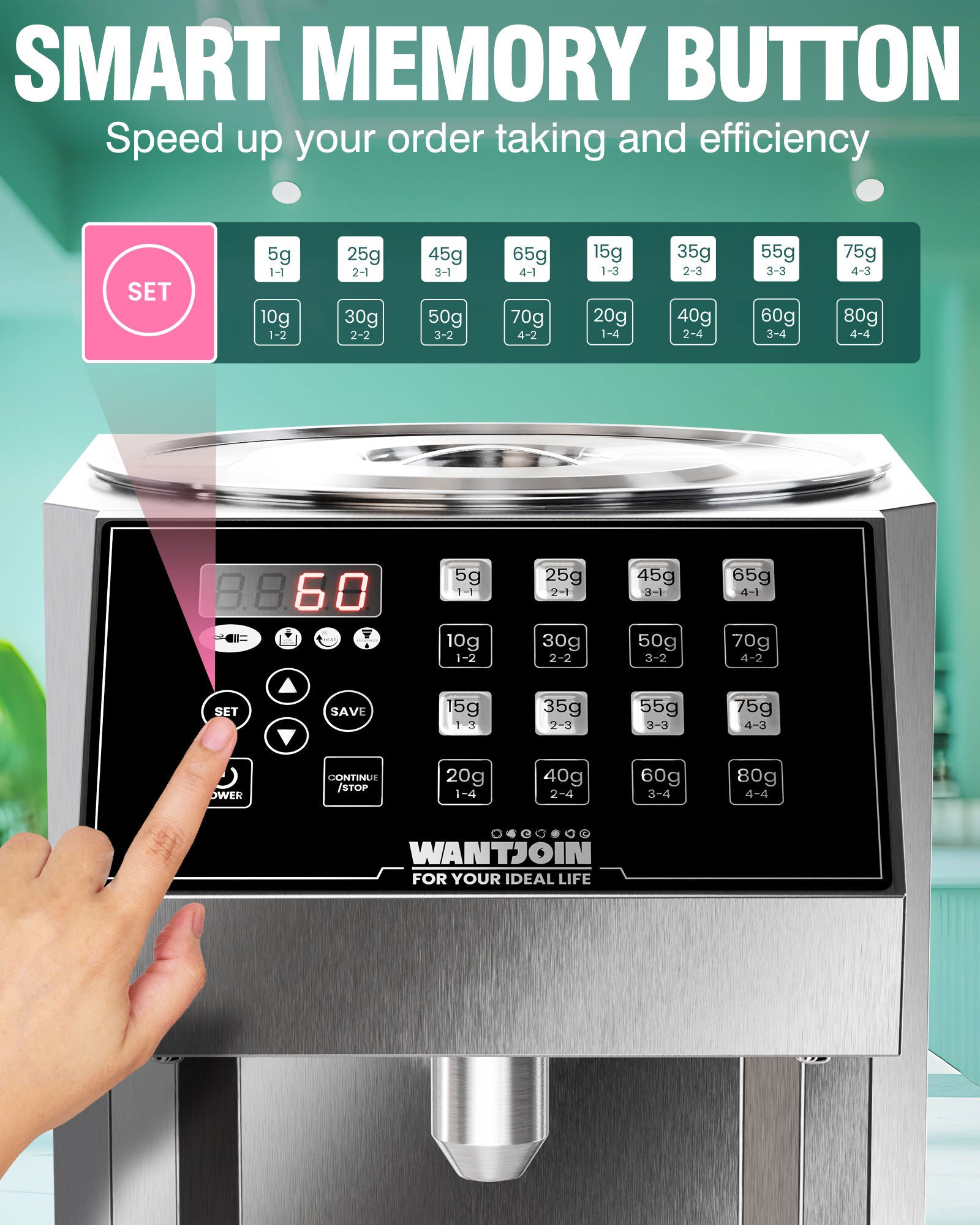 WantJoin Fructose Dispenser - 16 Weight Settings Automatic Syrup Dispenser Machine Commercial 8L/8.5Qt Quantitative Machine for Beverage with Measuring Cup Mixing Stick Bubble Tea Equipment, 350W