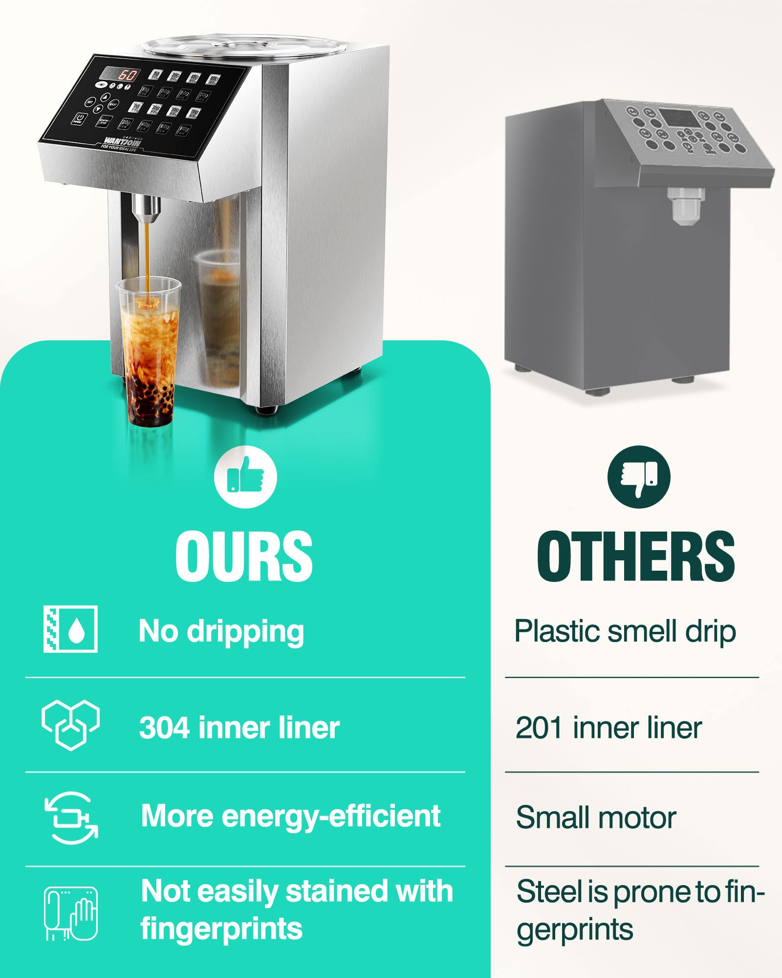 WantJoin Fructose Dispenser - 16 Weight Settings Automatic Syrup Dispenser Machine Commercial 8L/8.5Qt Quantitative Machine for Beverage with Measuring Cup Mixing Stick Bubble Tea Equipment, 350W